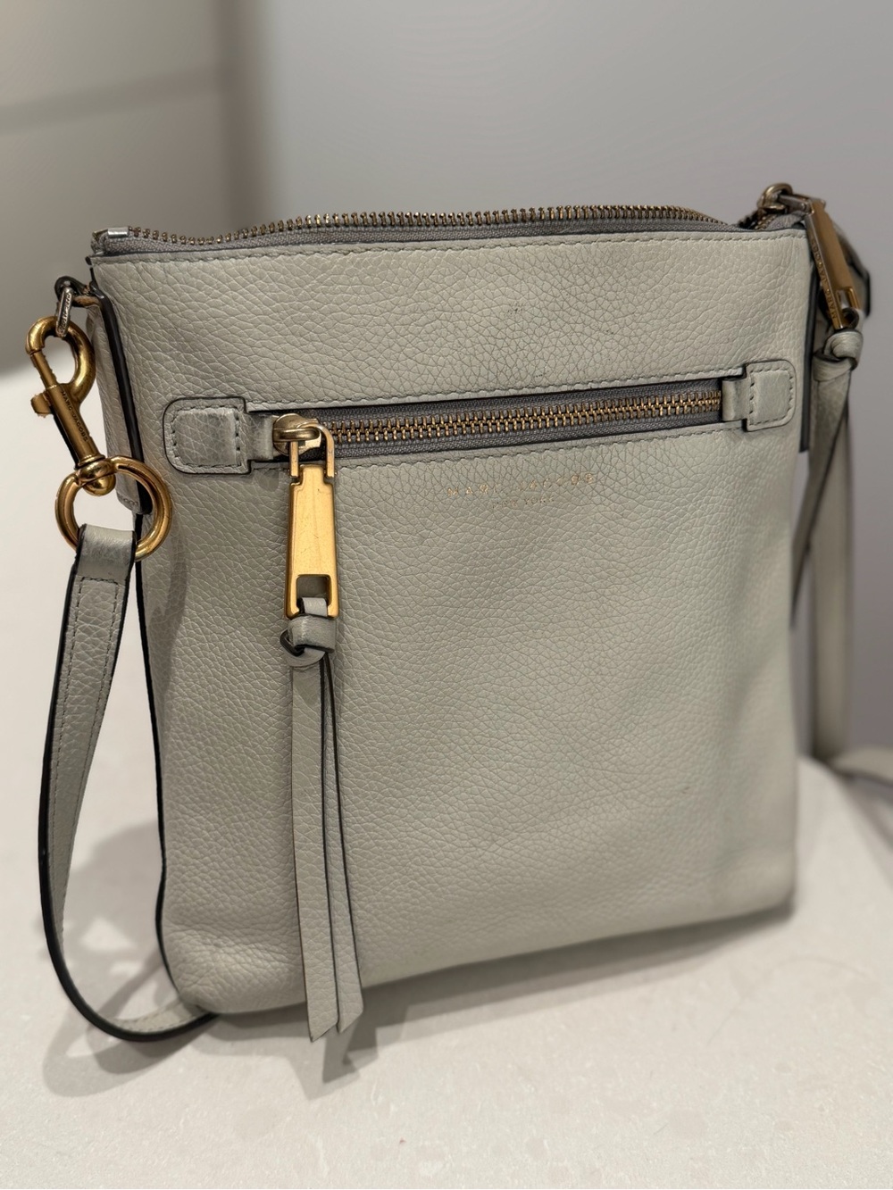 Marc Jacobs Light Grey Leather Crossbody Bag